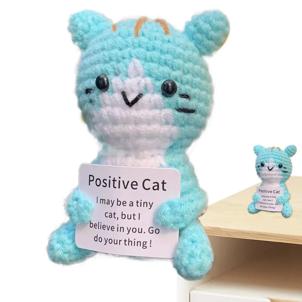 Positive Crochet Cat Emotional Support Stuffed Doll