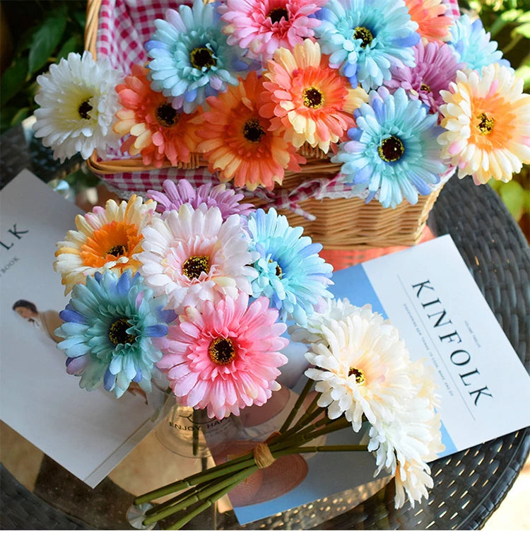Artificial Silk Gerbera Flowers – Wedding & Home Decor, 3Pcs, 6Pcs, 23cm