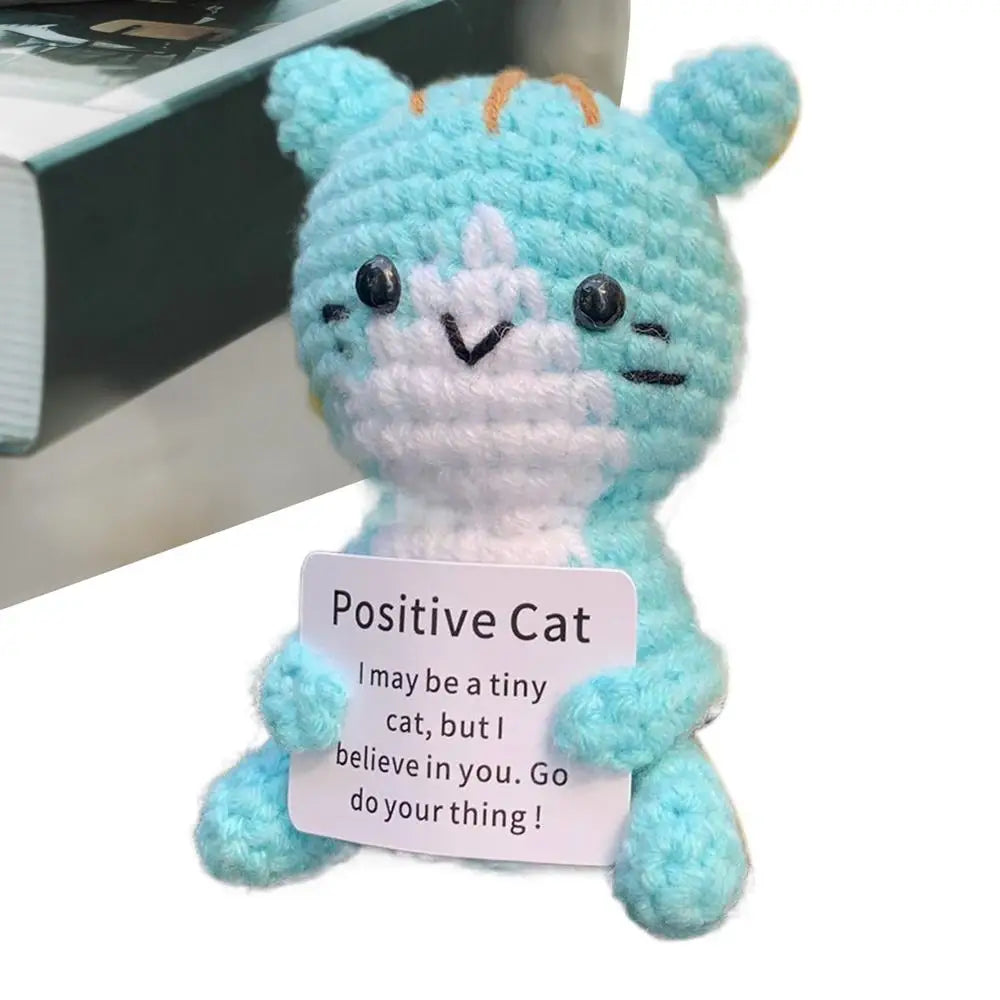 Positive Crochet Cat Emotional Support Stuffed Doll