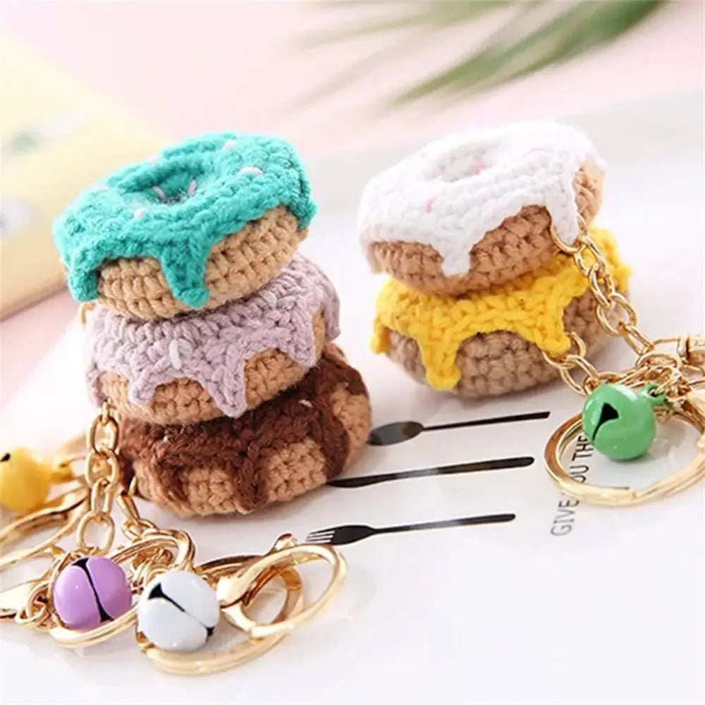 Cute Crochet Donut Fruit Keychain - Sweet & Colorful!