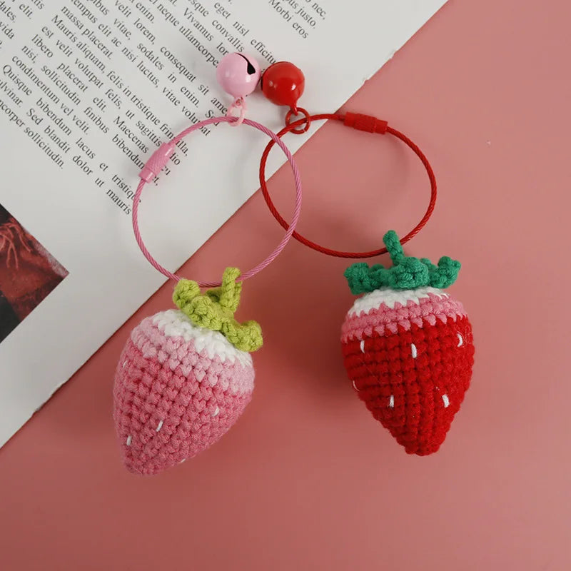 Crochet Strawberry Hanging Charm - Cute & Handmade