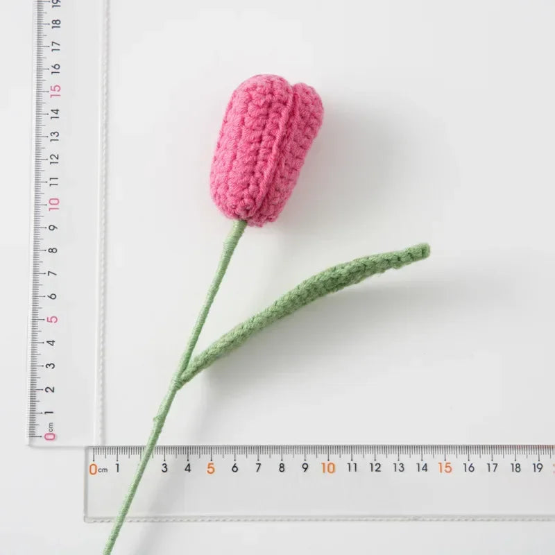 Crochet Tulip Bouquet – Colorful Handcrafted Artificial Flowers