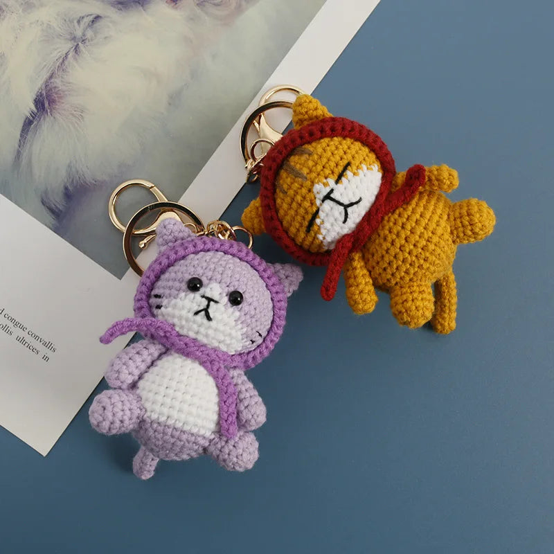 Cat Doll Crochet Keychain - Handmade & Cute