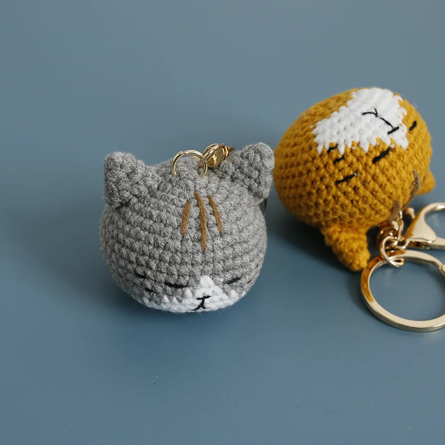 Cat Doll Crochet Keychain - Handmade & Cute