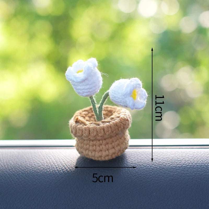 Sunflower & Tulip Crochet Flowers – Handmade Mini Potted Plants for Mother’s Day Gifts & Home Decor