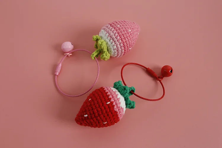 Crochet Strawberry Hanging Charm - Cute & Handmade