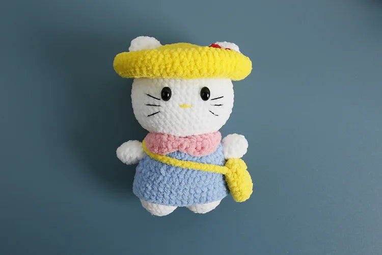 Sanrio Pochacco Hangyodon Hand Knitted Magnetic Doll Keychain kawaii Plush Wool crochet Toys Figure Soft Key Ring Birthday Gifts