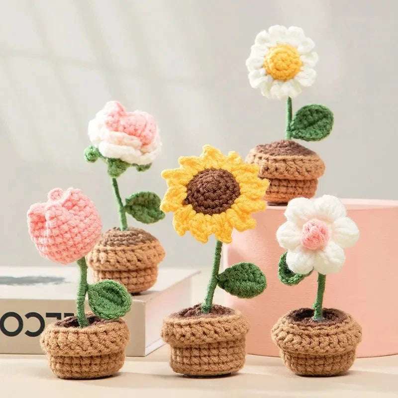 Sunflower Crochet Small Planters- Colorful & Handmade!