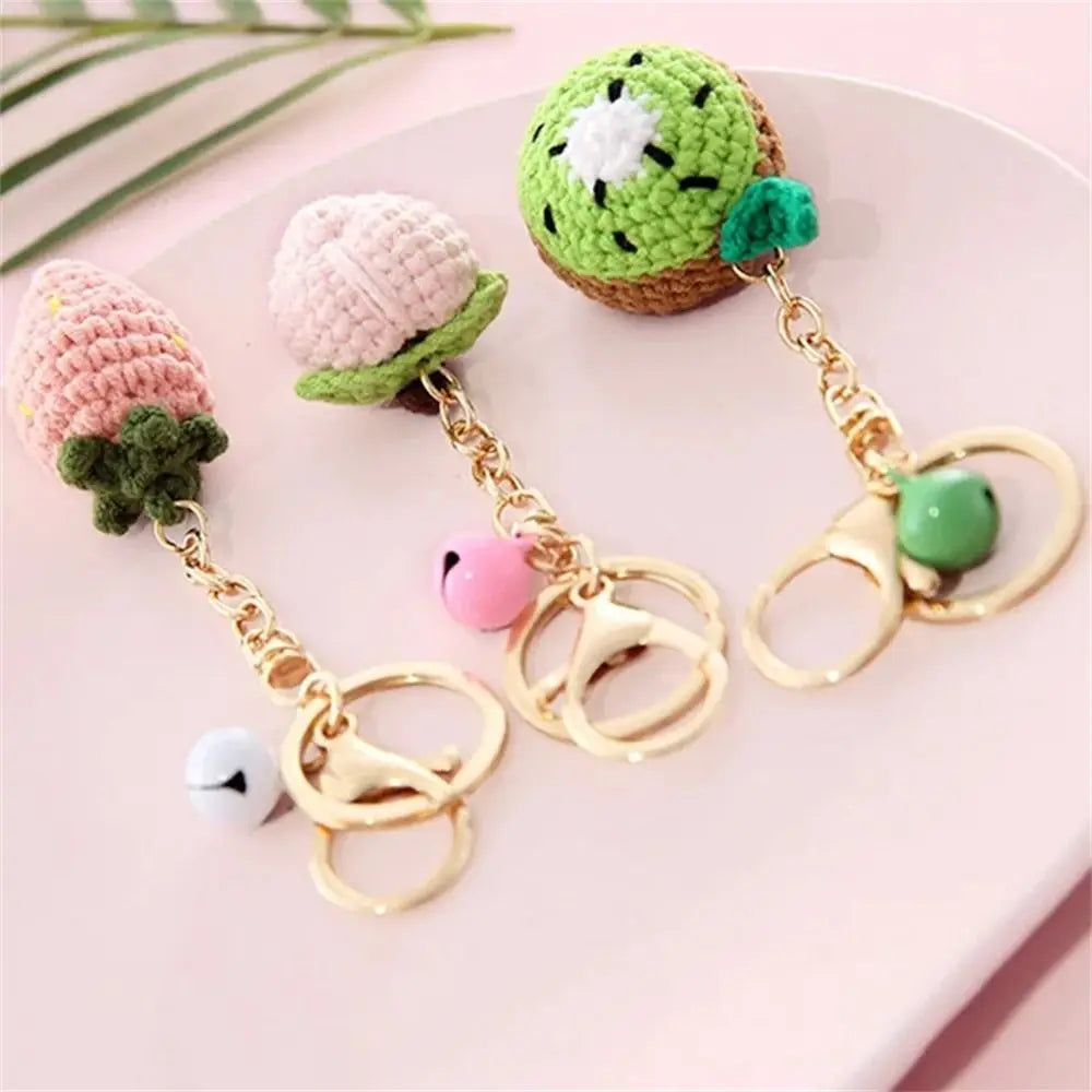 Cute Crochet Donut Fruit Keychain - Sweet & Colorful!