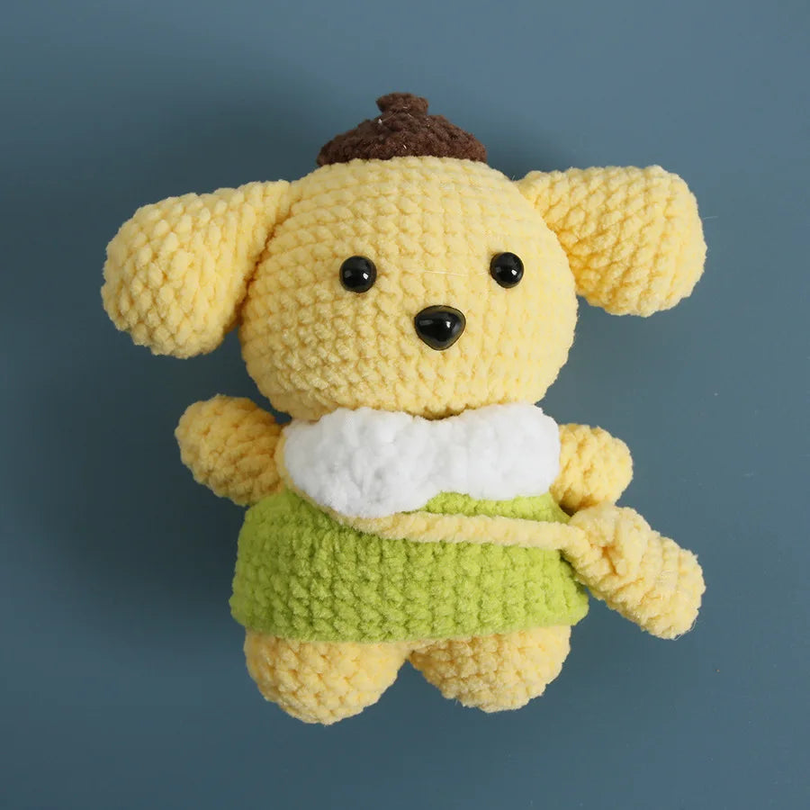 Sanrio Pochacco Hangyodon Hand Knitted Magnetic Doll Keychain kawaii Plush Wool crochet Toys Figure Soft Key Ring Birthday Gifts