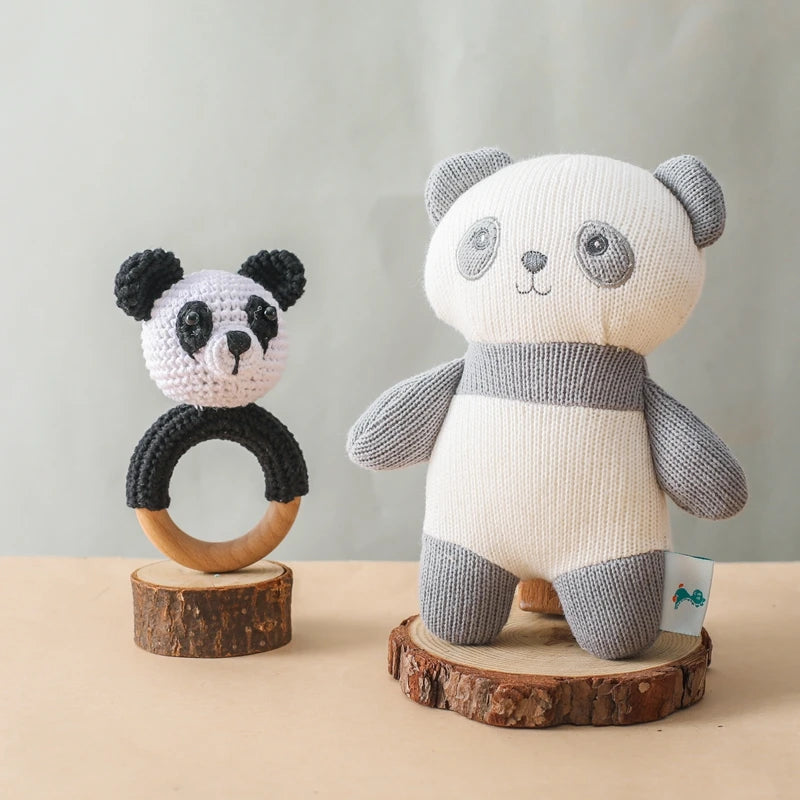 Elephant Stuff Plush Toy Handmade Crochet Wool Doll Baby Rattles