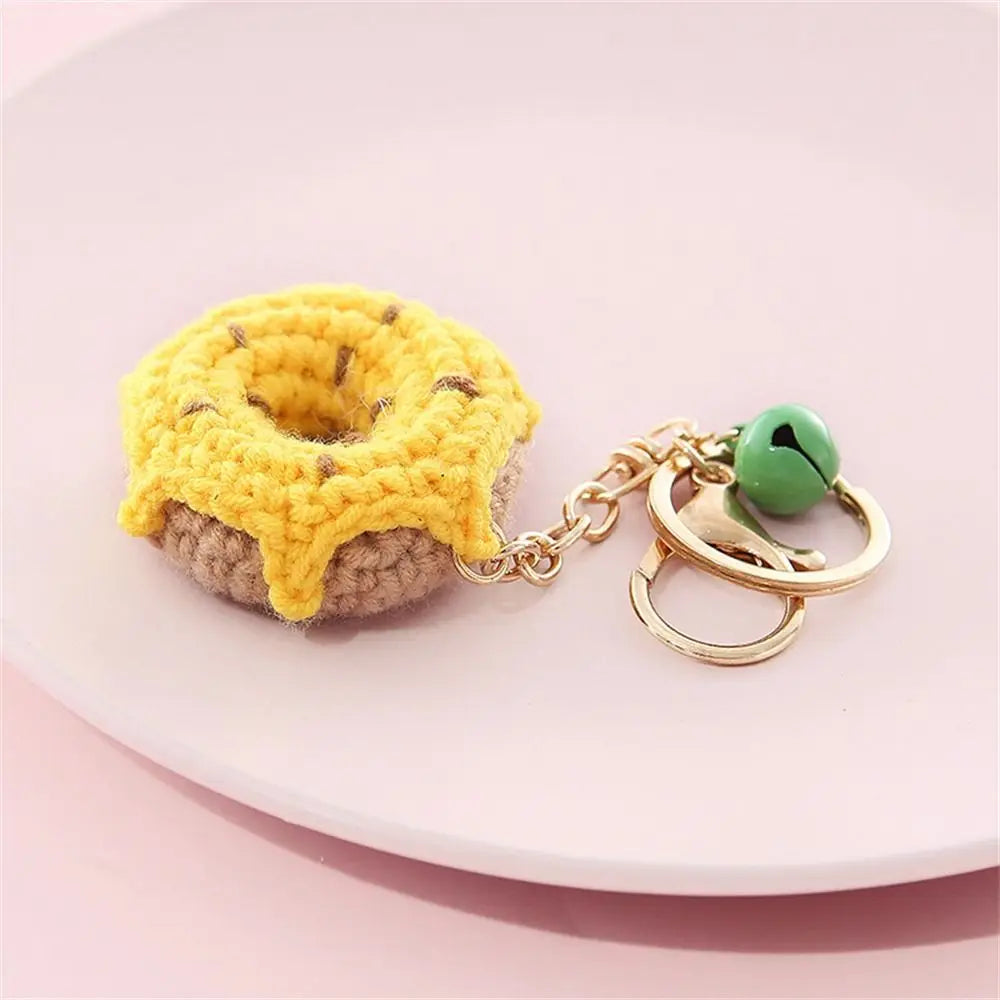 Cute Crochet Donut Fruit Keychain - Sweet & Colorful!
