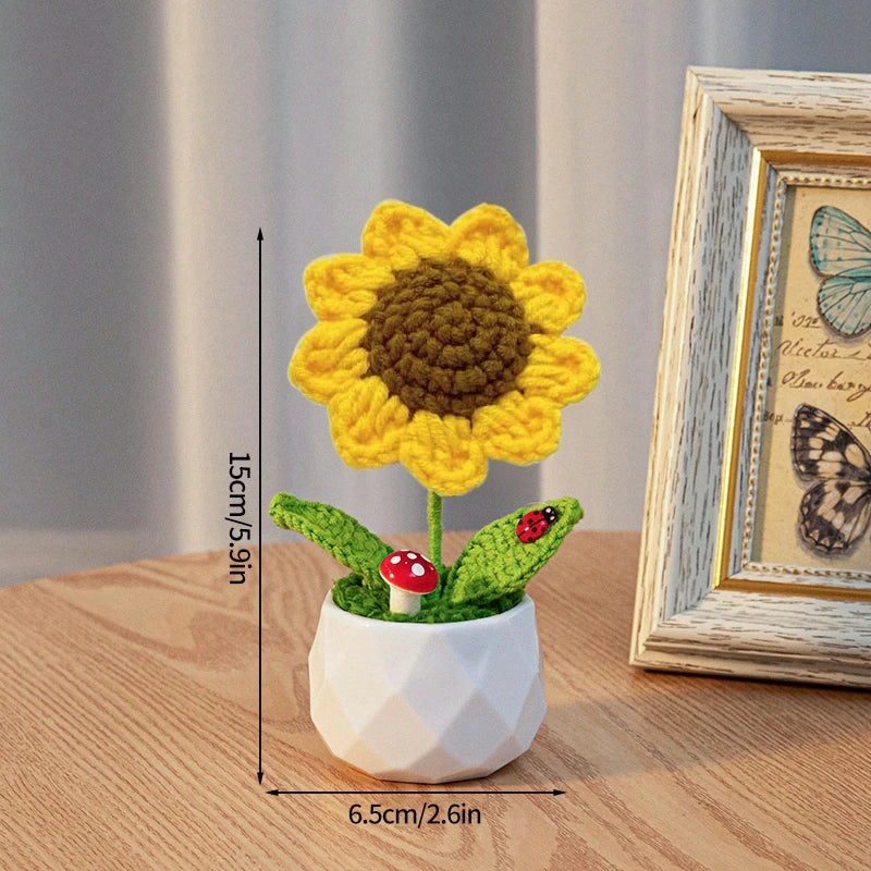 Sunflower Crochet Small Planters- Colorful & Handmade!