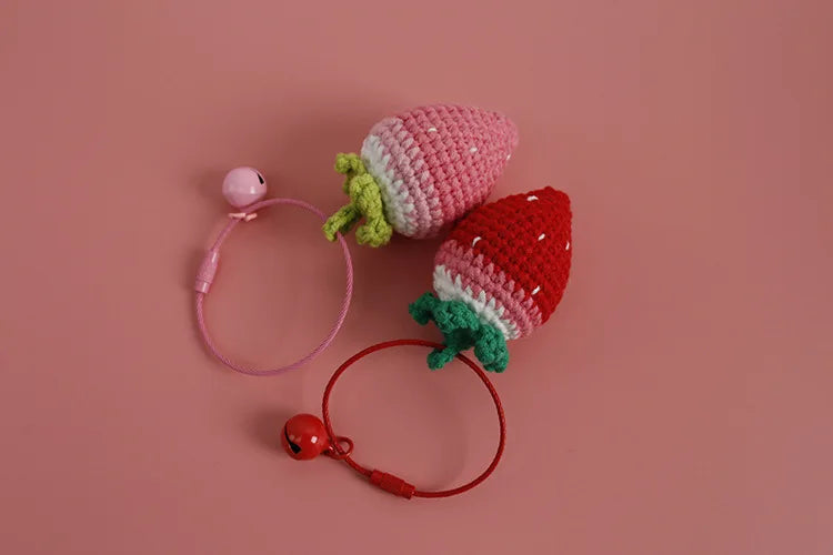 Crochet Strawberry Hanging Charm - Cute & Handmade