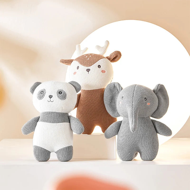 Elephant Stuff Plush Toy Handmade Crochet Wool Doll Baby Rattles