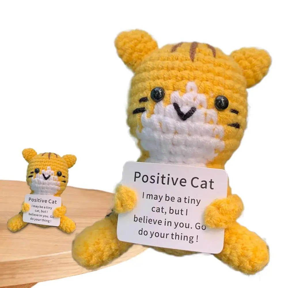 Positive Crochet Cat Emotional Support Stuffed Doll