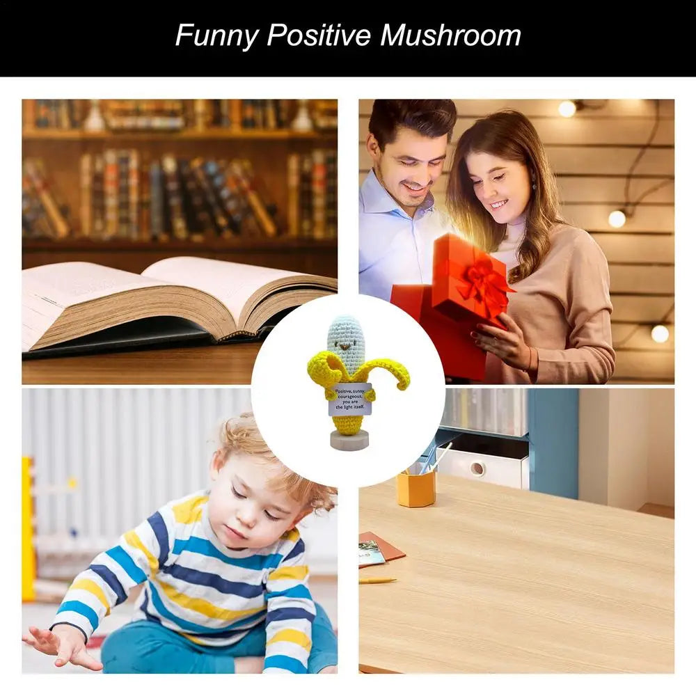 Emotional Support Crochet Positive Mushroom Crochet Mushroom Mushroom Plushie Encouraging Exquisite Decor For Bookshelves Family