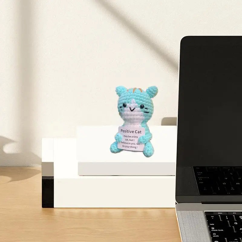 Positive Crochet Cat Emotional Support Stuffed Doll