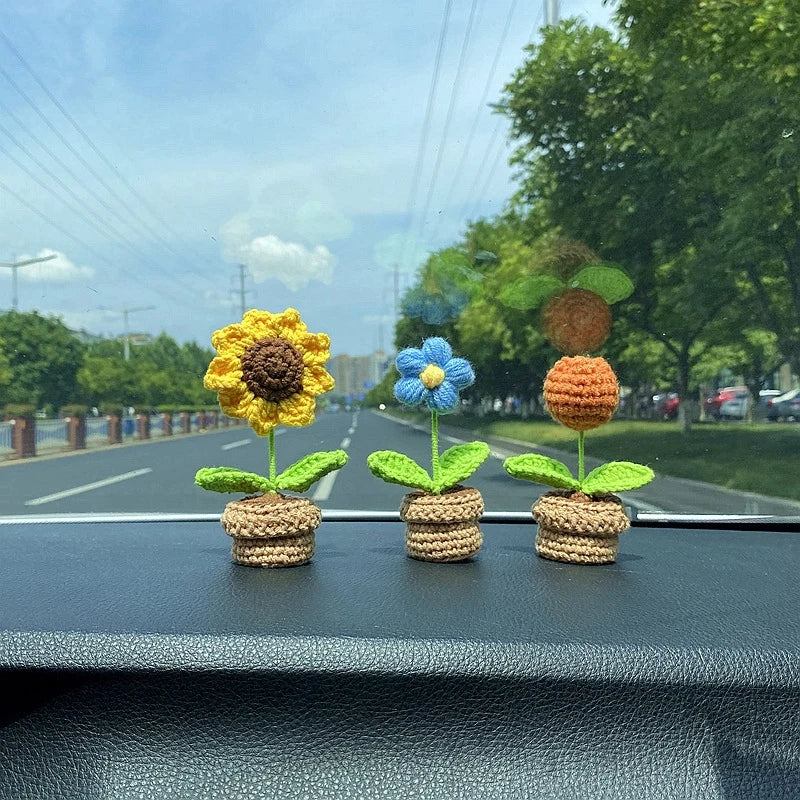 Sunflower Crochet Small Planters- Colorful & Handmade!