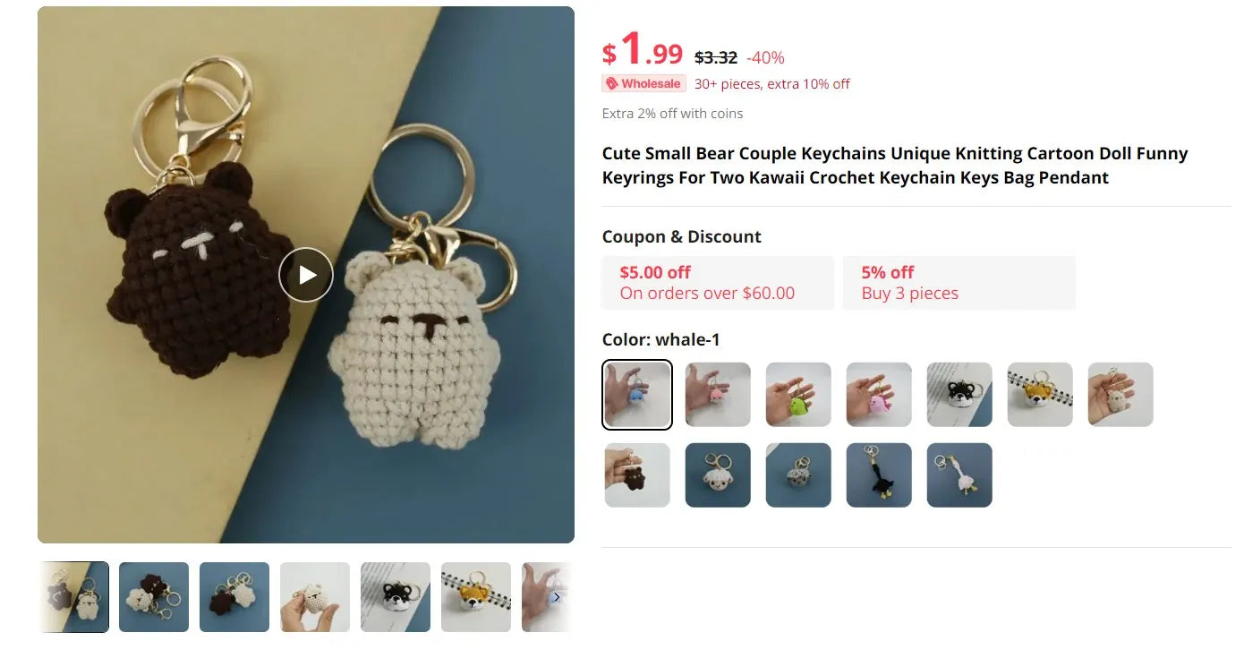 Crochet Keychains Funny Duck Doll Keychain