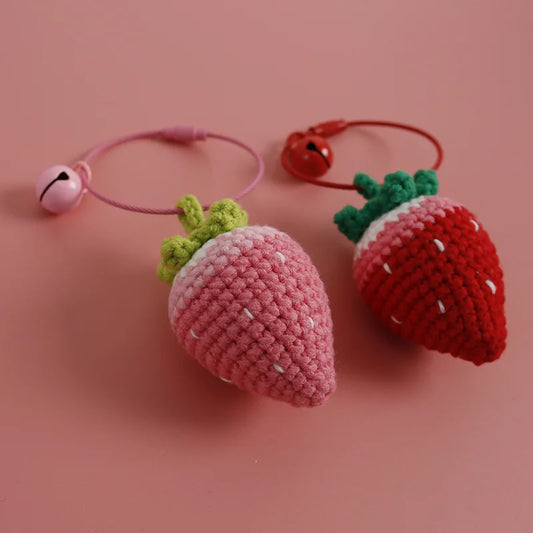 Crochet Strawberry Hanging Charm - Cute & Handmade