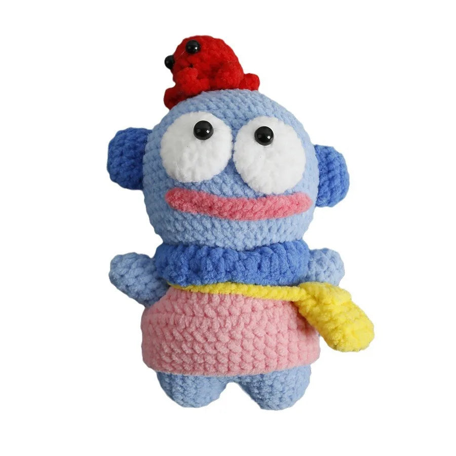 Sanrio Pochacco Hangyodon Hand Knitted Magnetic Doll Keychain kawaii Plush Wool crochet Toys Figure Soft Key Ring Birthday Gifts