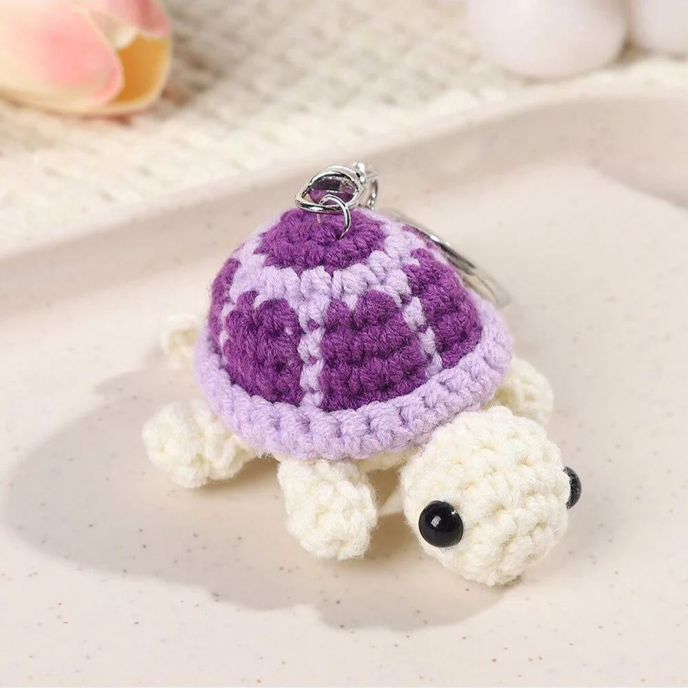 Adorable Turtle Keychain- Handmade Crocheted Miniature !