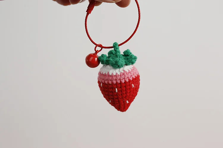 Crochet Strawberry Hanging Charm - Cute & Handmade