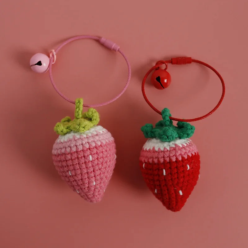 Crochet Strawberry Hanging Charm - Cute & Handmade