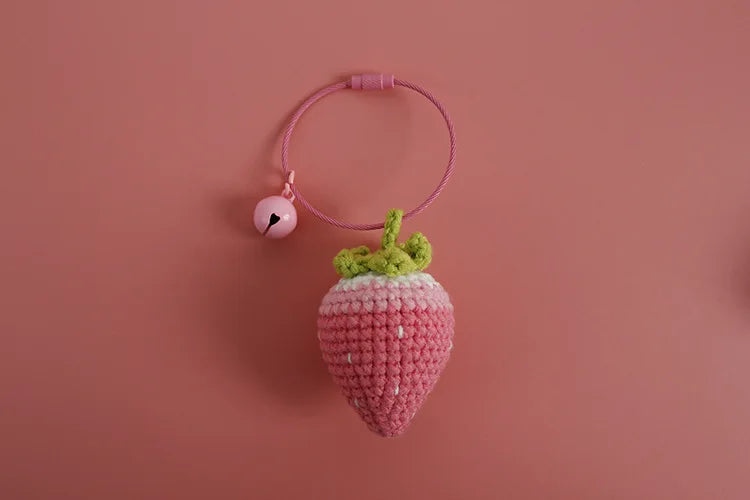 Crochet Strawberry Hanging Charm - Cute & Handmade