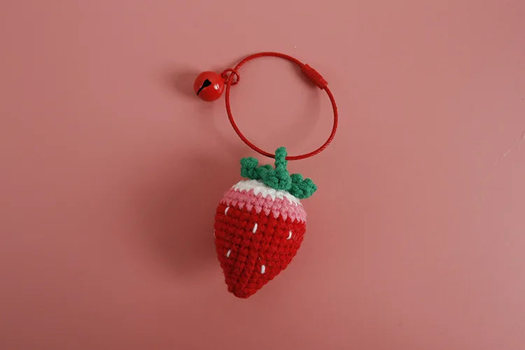 Crochet Strawberry Hanging Charm - Cute & Handmade