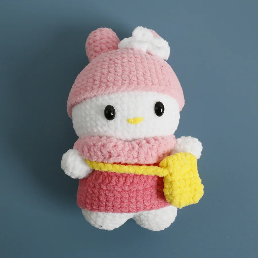 Sanrio Pochacco Hangyodon Hand Knitted Magnetic Doll Keychain kawaii Plush Wool crochet Toys Figure Soft Key Ring Birthday Gifts