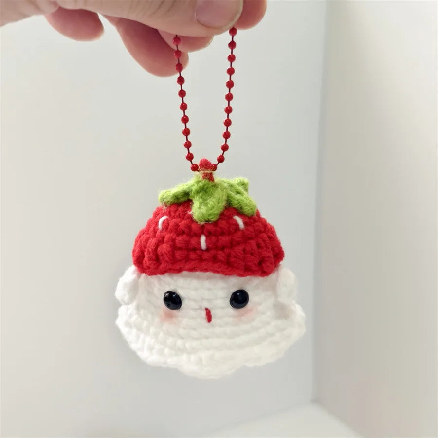 Creative Hand Knitting Ghost Keychain Pendant Halloween Home Decoration Funny Handmade Crochet Ghost Doll Ornament Gifts