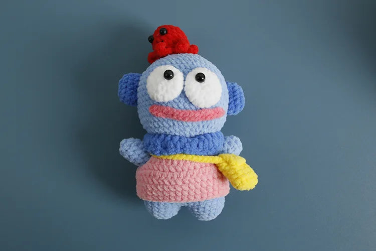 Sanrio Pochacco Hangyodon Hand Knitted Magnetic Doll Keychain kawaii Plush Wool crochet Toys Figure Soft Key Ring Birthday Gifts