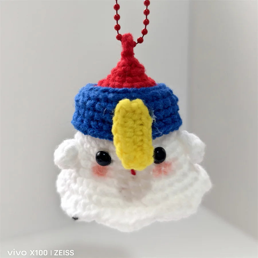 Creative Hand Knitting Ghost Keychain Pendant Halloween Home Decoration Funny Handmade Crochet Ghost Doll Ornament Gifts