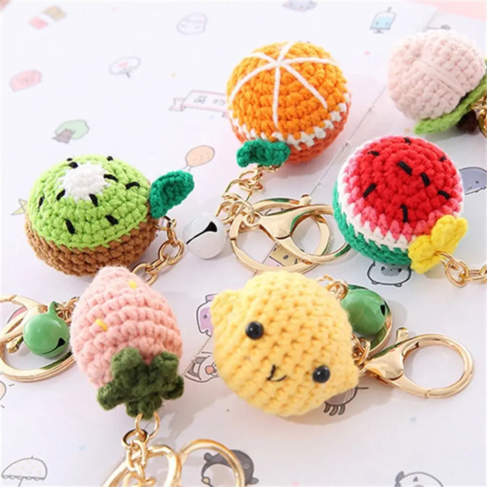 Cute Crochet Donut Fruit Keychain - Sweet & Colorful!