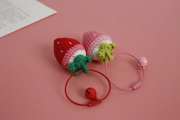 Crochet Strawberry Hanging Charm - Cute & Handmade