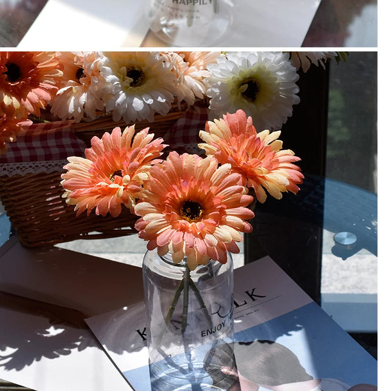 Artificial Silk Gerbera Flowers – Wedding & Home Decor, 3Pcs, 6Pcs, 23cm