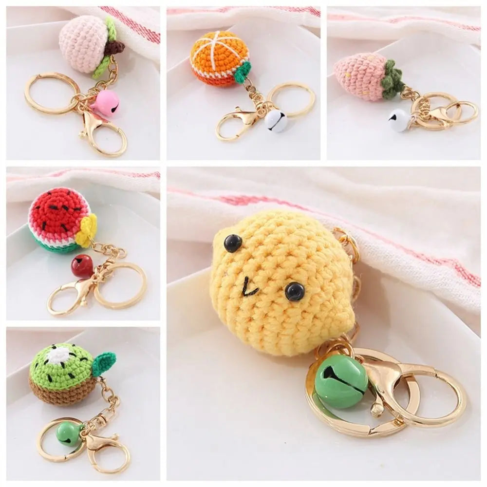 Cute Crochet Donut Fruit Keychain - Sweet & Colorful!