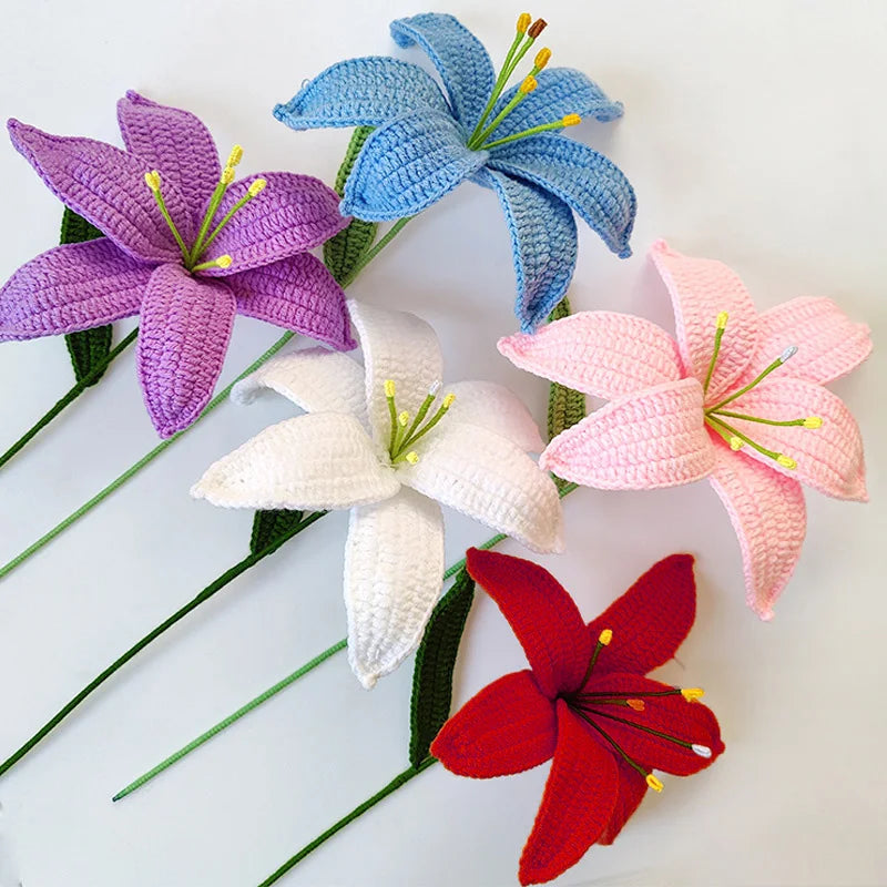 Hand-Knitted Crochet Lily Flowers