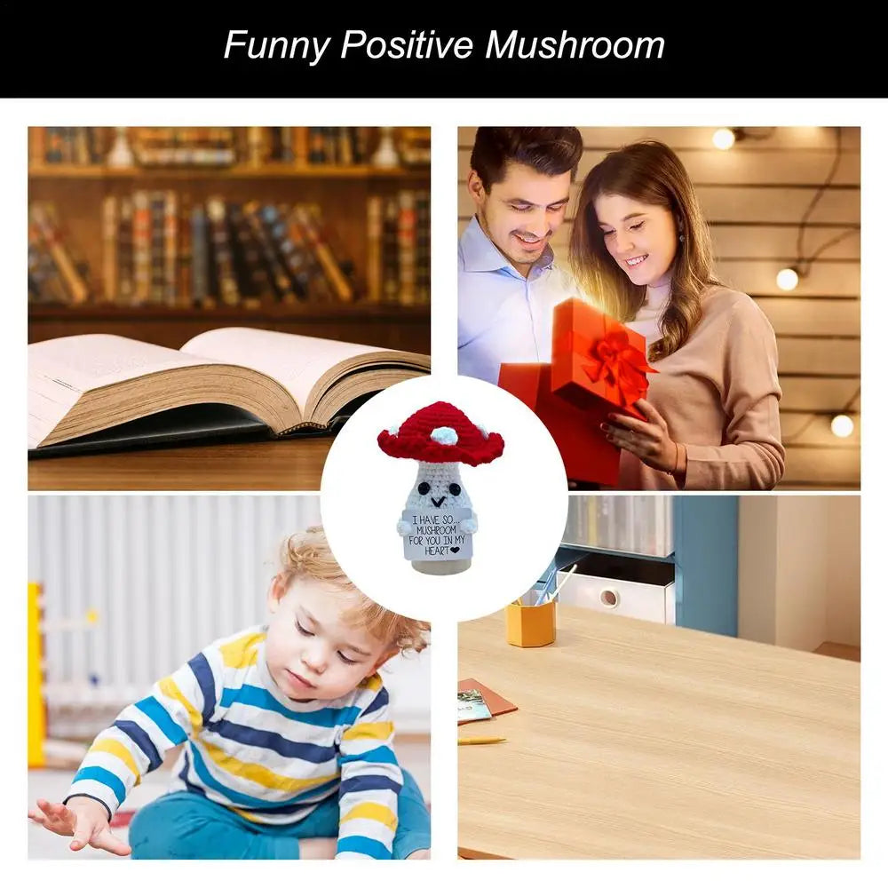 Emotional Support Crochet Positive Mushroom Crochet Mushroom Mushroom Plushie Encouraging Exquisite Decor For Bookshelves Family