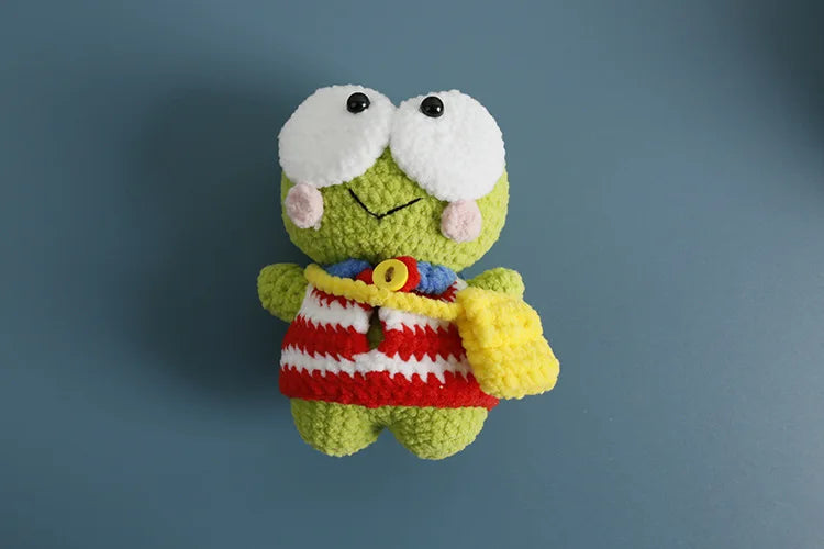 Sanrio Pochacco Hangyodon Hand Knitted Magnetic Doll Keychain kawaii Plush Wool crochet Toys Figure Soft Key Ring Birthday Gifts