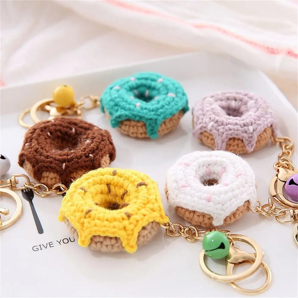 Cute Crochet Donut Fruit Keychain - Sweet & Colorful!