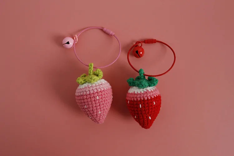 Crochet Strawberry Hanging Charm - Cute & Handmade