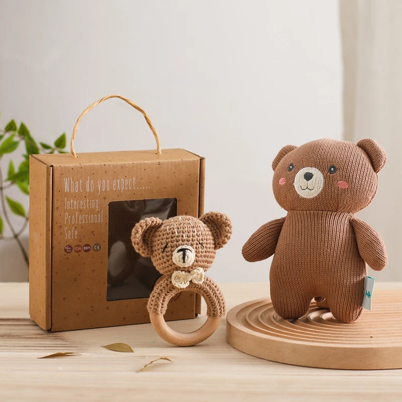 Elephant Stuff Plush Toy Handmade Crochet Wool Doll Baby Rattles