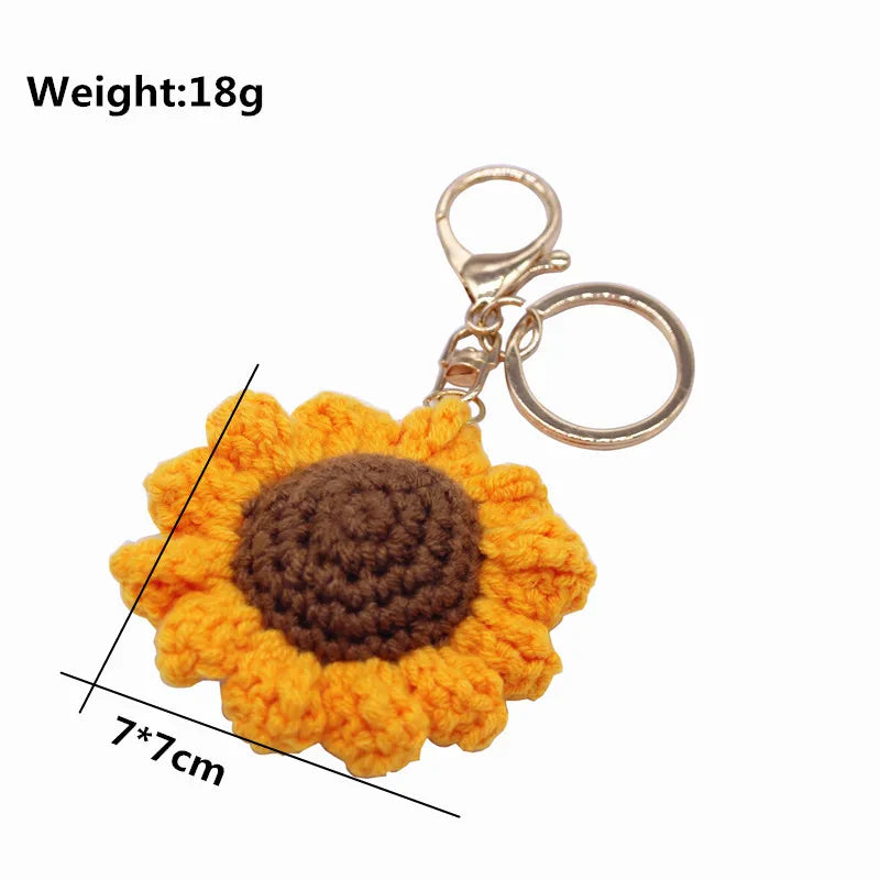 Creative Handmade Knitted Sunflower Keychain